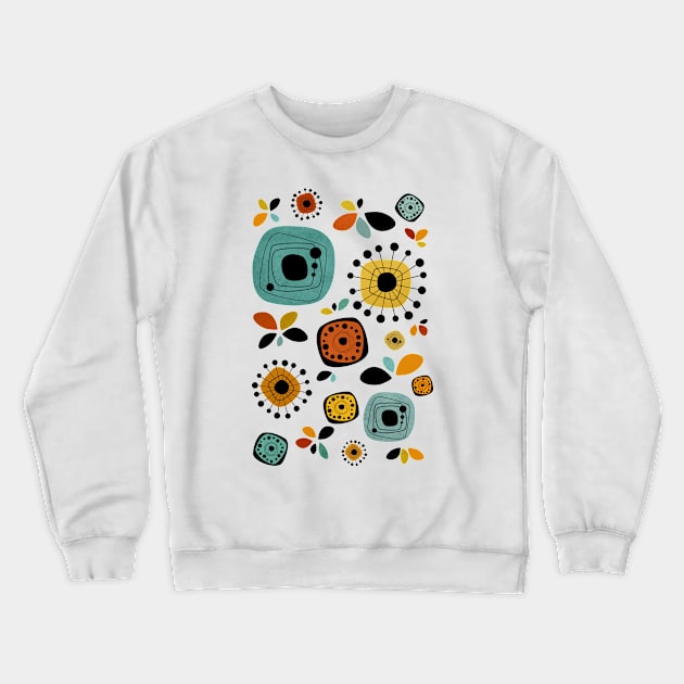 Mid Century Modern Flowers Pattern 2 Crewneck Sweatshirt by Dream Print Designs